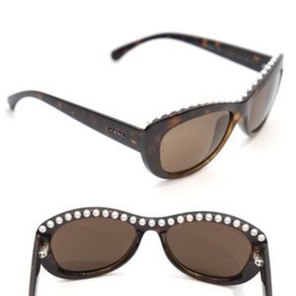 Authentic CHANEL Sunglasses Oyster pearl tortoise Made in Italy with case. - Picture 3 of 6